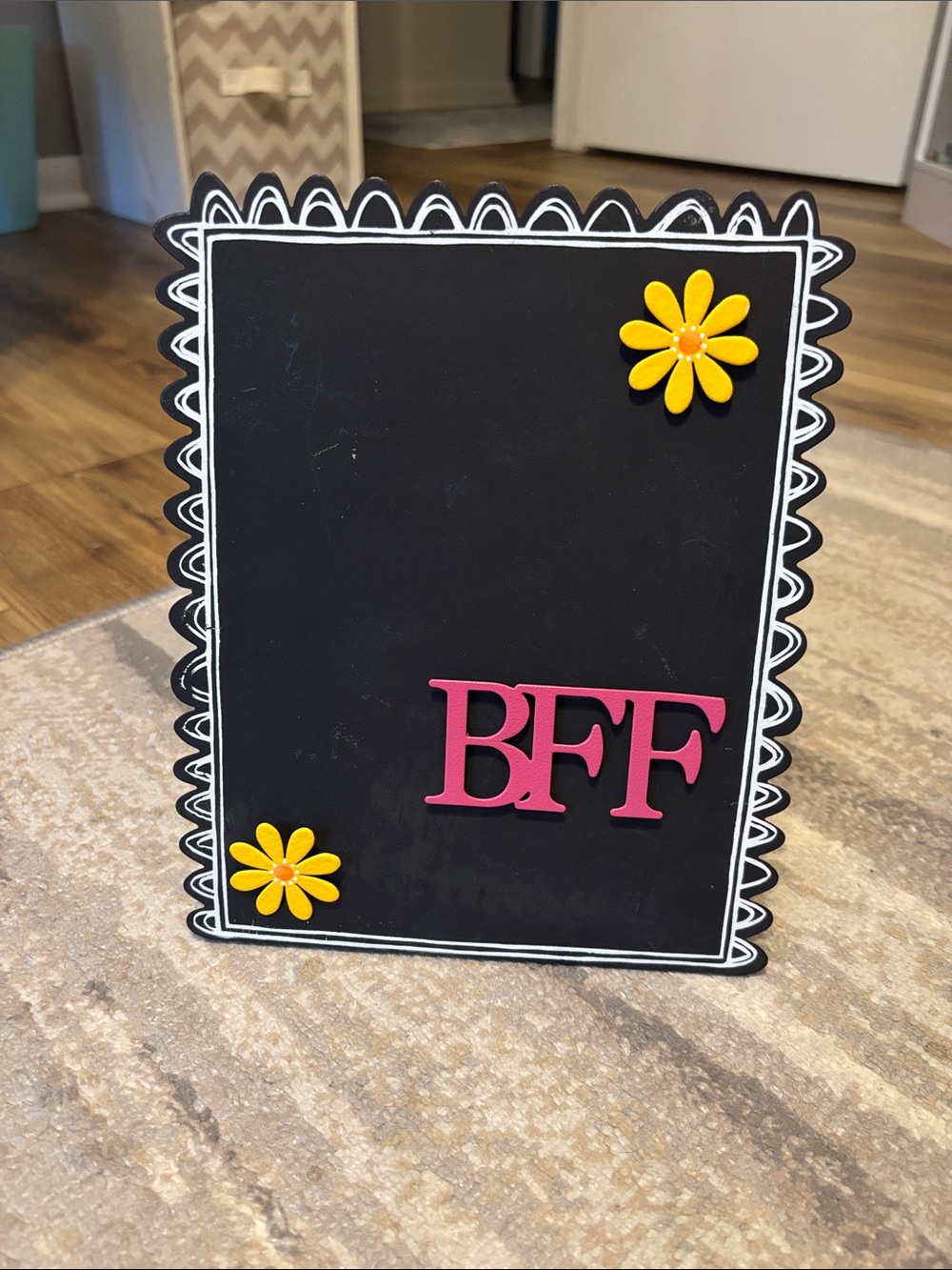 BFF Decorative Magnetic Plaque in Black with Pink and Yellow Accents
